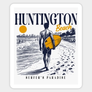 Vintage Surfing Huntington Beach, California // Retro Surfer Sketch // Surfer's Paradise Sticker